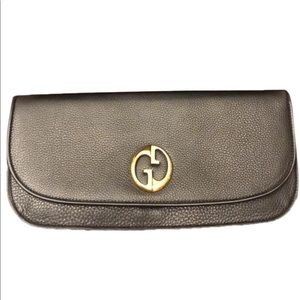 Gucci GG Logo Black Leather Clutch